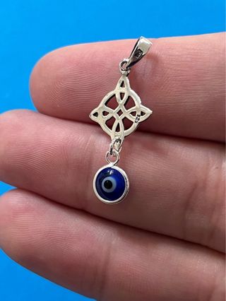 Amuleto Colgante Nudo Bruja Y Ojo Turco Plata 925