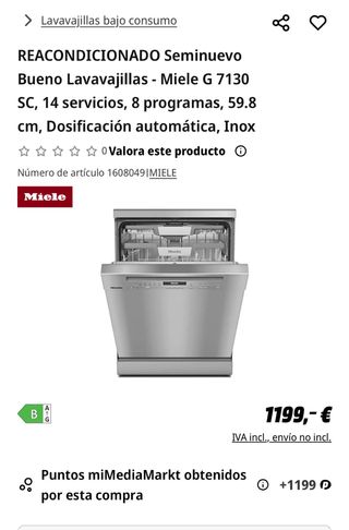 Lavavajillas Miele G 7130 SC – Gama Alta