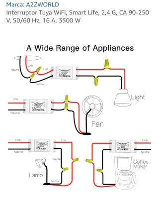 Interruptor WiFi Tuya Smart Life 2.4G CA 90-250V