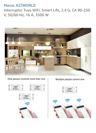 Interruptor WiFi Tuya Smart Life 2.4G CA 90-250V