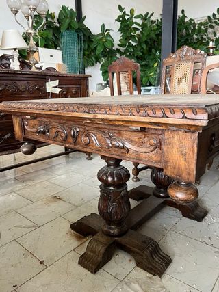 Conjunto Salón Antiguo Madera y Rattan