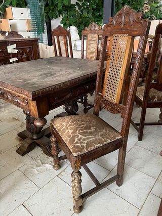 Conjunto Salón Antiguo Madera y Rattan