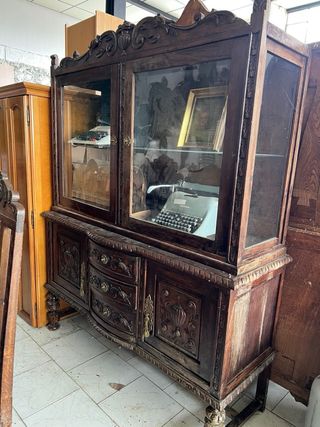 Conjunto Salón Antiguo Madera y Rattan