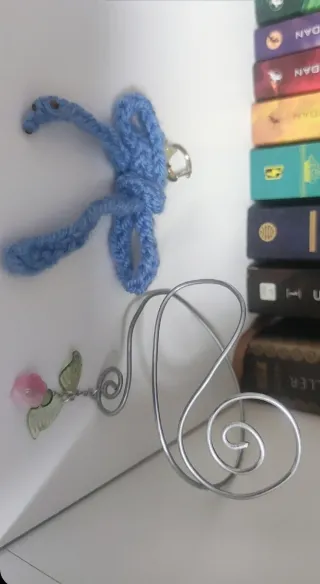 Pack Pulsera + Llavero Crochet Lazo Azul