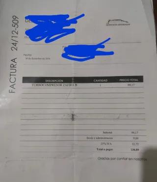 Turbo Opel Zafira B 1.9 CDTI