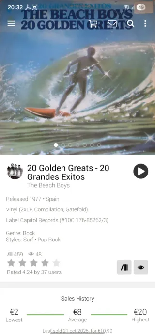 Vinilo The Beach Boys 20 Golden Greats