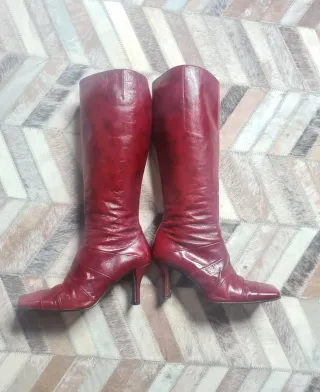 Botas altas de PIEL marca BLAY - Rojo Cereza T 38