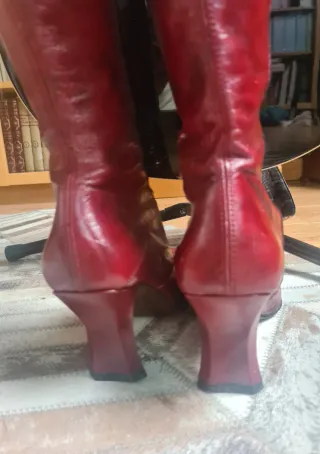 Botas altas de PIEL marca BLAY - Rojo Cereza T 38