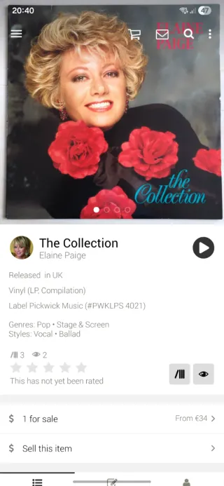 Vinilo Elaine Paige The Collection