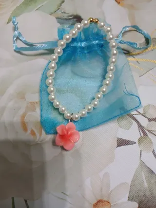Pulsera Cuentas Perla Colgante Flor