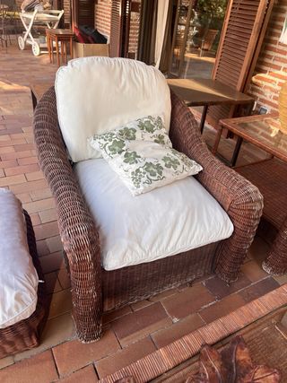 Conjunto Muebles Jardín Mimbre Natural