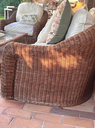 Conjunto Muebles Jardín Mimbre Natural