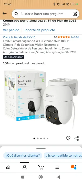 Cámara Vigilancia EZVIZ Exterior WiFi 1080P