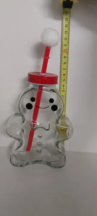 Boccale Pupazzo di Neve Vetro Rosso