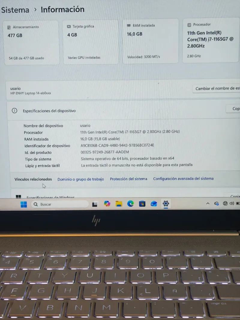 HP Envy i7 11ª Gen Plata afbeelding 3