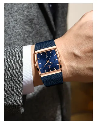 Reloj Poedagar Hombre Azul y Dorado