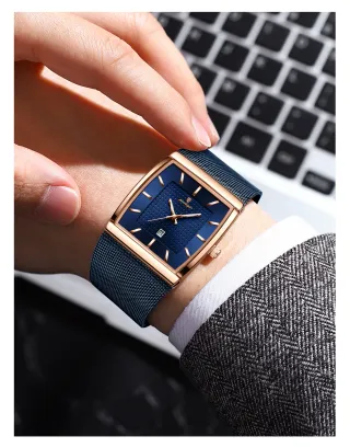 Reloj Poedagar Hombre Azul y Dorado