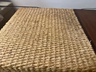 Mesa centro baúl fibra natural y madera