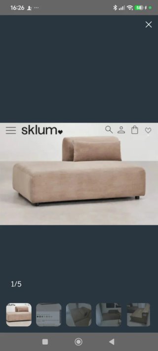Sofá divan Sklum nuevo en su caja sin abrir.