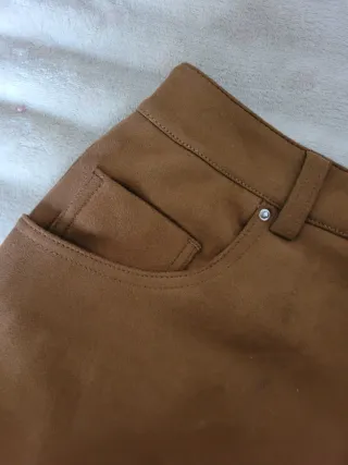 Falda pantalón marrón de ante