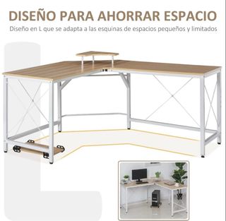 Escritorio de esquina madera y metal