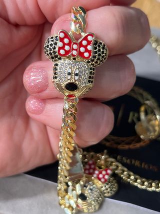 Conjunto Minnie 14k Anillo Talla6 Cadena 45cm