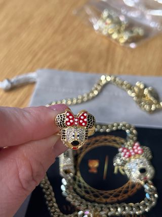 Conjunto Minnie 14k Anillo Talla6 Cadena 45cm