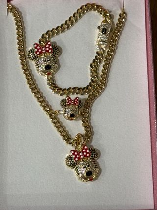 Conjunto Minnie 14k Anillo Talla6 Cadena 45cm
