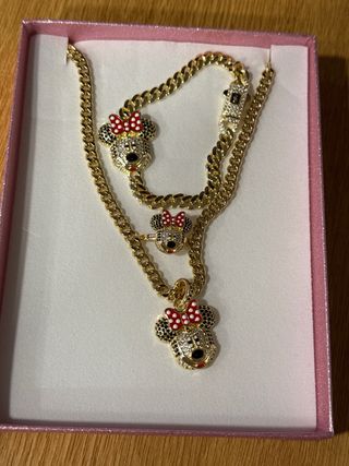 Conjunto Minnie 14k Anillo Talla6 Cadena 45cm