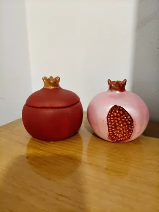 Lote figura y mini joyero granada hecho a mano