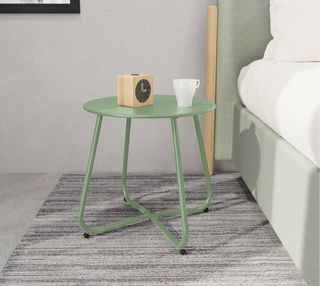Mesa auxiliar redonda verde metal