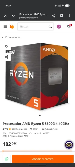 Ryzen 5 5600G + Placa Base Asus PRIME B450M-A II