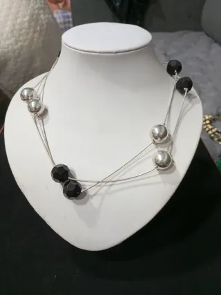 Collar mujer plata y negro
