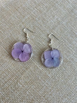 Pendientes Flores Reales Resina Morados