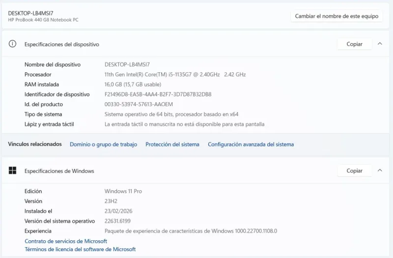 HP Probook 440 G8 i5 11th Gen 16GB RAM 512GB SSD afbeelding 5