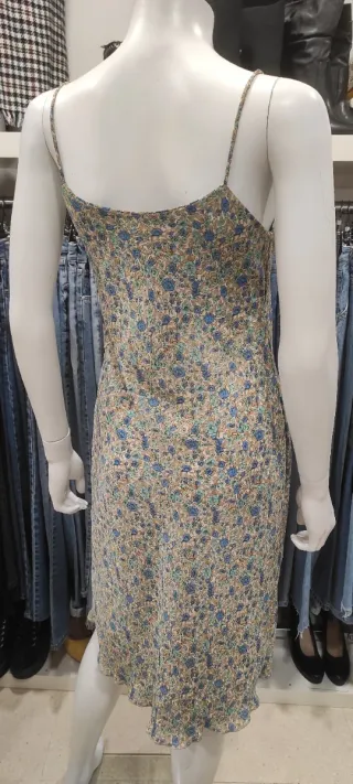 Vestido tirantes flores beige y azul T40