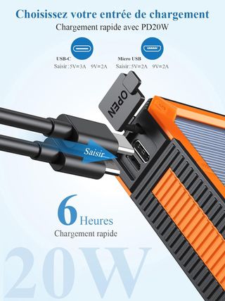 Cargador Solar 20000mAh Power Bank