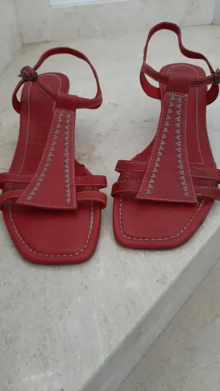 Sandalias Hispanitas Piel Rojas Talla 40