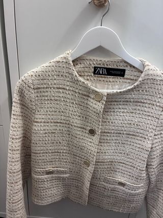 Chaqueta Zara Tweed Beige