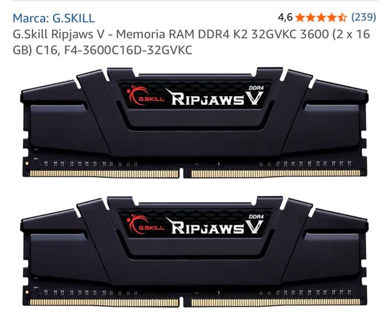 2x G.Skill Ripjaws V DDR4 16GB 3600MHz CL16