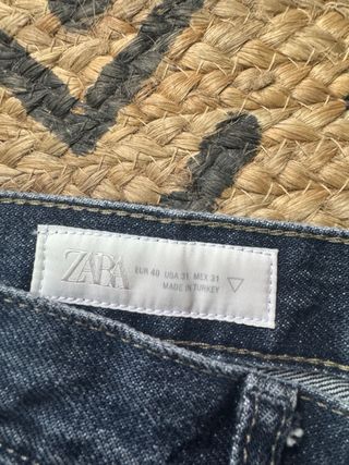 Calças Zara Straight Fit Azuis