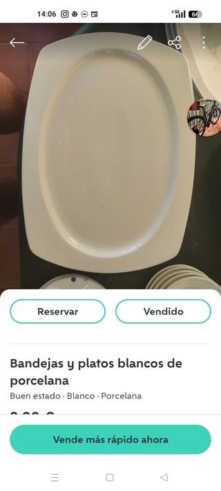 Bandejas y platos de porcelana blancos
