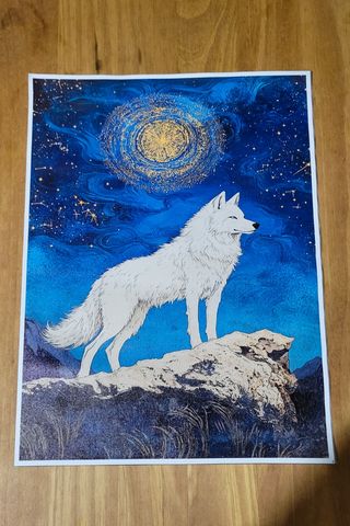 Lámina Lobo Noche Estrellada Sin Marco 30×40 cm