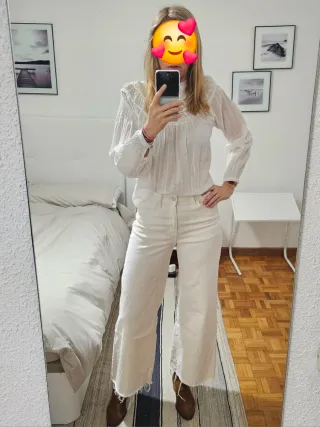 Pantalones culotte blancos Mango