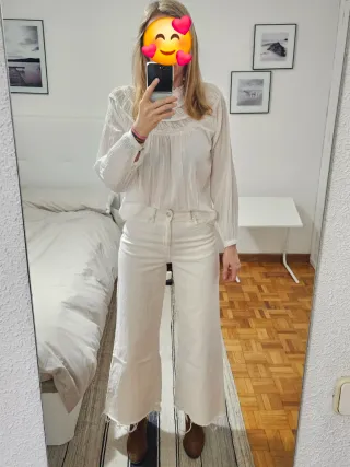 Pantalones culotte blancos Mango