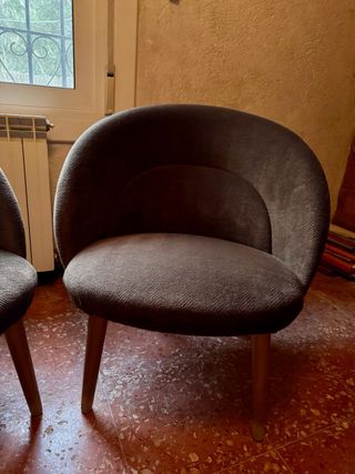 2 Butacas Vintage Diseño Tela Madera