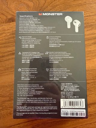 Auriculares inalámbricos Monster Airmars XKT08 Blancos