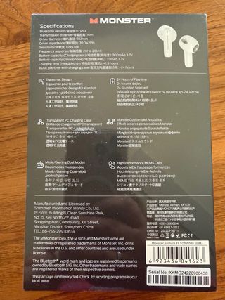 Auriculares inalámbricos Monster Airmars XKT08 Blancos