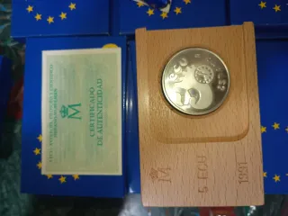Moneda 5 ECU Averroes 1991 Plata 925