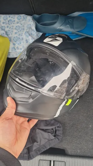 Casco Motocross Enduro Verde/Plata